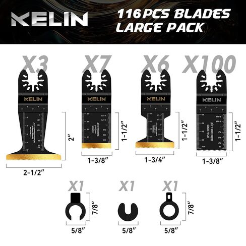 116pcs Titanium Oscillating Tool Blades, Universal Multitool Blades | 4 Types Titanium Saw Blades for Wood, Metal, Drywall, Pipes – Fits Dewalt, Bosch, Milwaukee & 98% Oscillating Tools in Saudi Arabia