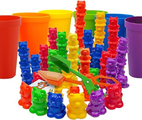 Counting Bears Set - 70 Pc Color Sorting Sensory Toys for Toddlers 3-4 - Montessori Toys for 3 Year Old - Autism Toys for Toddlers 3-4 - Color Sorting Toys for Toddlers Learning + Education | Montessori Toys, Autism Toys for Toddlers 3-4 - Color Sorting T in Kuwait
