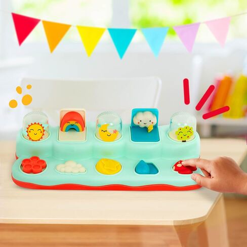 B. toys Pop-Up Buddies Pop Up Toy, Cause-and-Effect Baby Play, Interactive | 5 interactive actions: turn, push, toggle, slide, and flip to reveal nature-themed pop-ups; tiny hands-friendly; 18+ Months in Kuwait