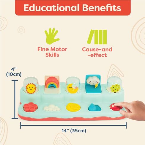 B. toys Pop-Up Buddies Pop Up Toy, Cause-and-Effect Baby Play, Interactive | 5 interactive actions: turn, push, toggle, slide, and flip to reveal nature-themed pop-ups; tiny hands-friendly; 18+ Months in Kuwait
