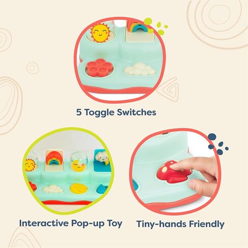B. toys Pop-Up Buddies Pop Up Toy, Cause-and-Effect Baby Play, Interactive | 5 interactive actions: turn, push, toggle, slide, and flip to reveal nature-themed pop-ups; tiny hands-friendly; 18+ Months in Kuwait