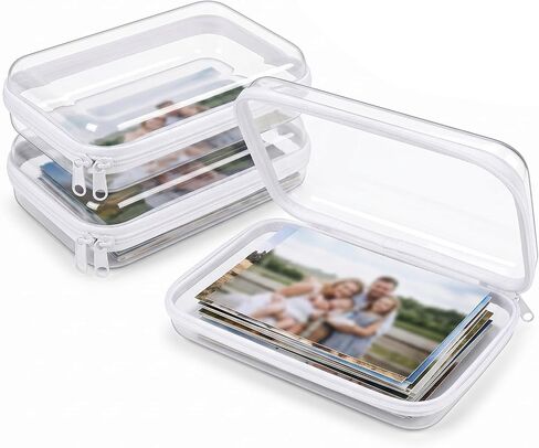 Photo Box 3 Pack, Clear Plastic Photo Storage Box with Lids for Prints, Picture Storage Containers for Home Albums, Cards, Crafts, Keepsakes, Scrapbooking, Closet Shelf and Memory Sorting Kit in Kuwait