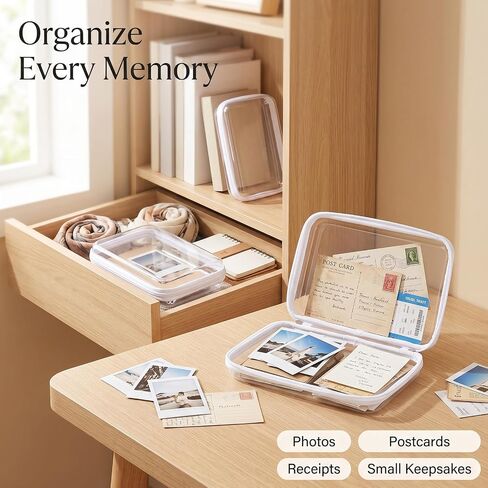 Photo Box 3 Pack, Clear Plastic Photo Storage Box with Lids for Prints, Picture Storage Containers for Home Albums, Cards, Crafts, Keepsakes, Scrapbooking, Closet Shelf and Memory Sorting Kit in Kuwait