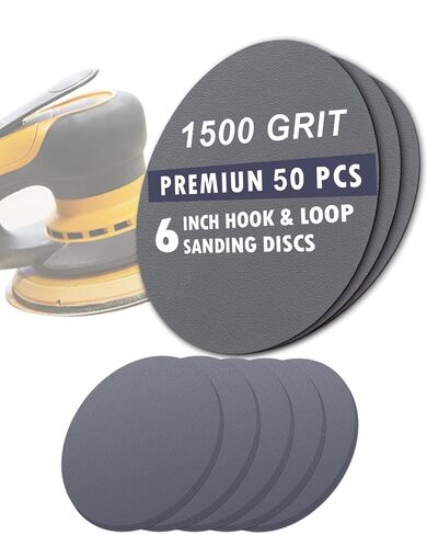 70Pcs 6 Inch Wet Dry Sanding Paper Discs Hook and Loop, 5000 3000 2000 1000 800 600 400 Fine Grit Sandpaper for DA Random Orbital Sander, Sandpaper Assortment for Automotive Wood Metal Glass Polishing in Kuwait