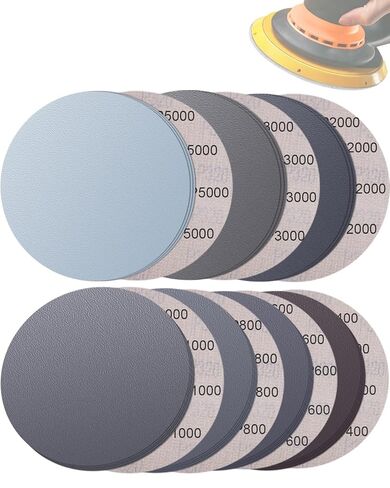 70Pcs 6 Inch Wet Dry Sanding Paper Discs Hook and Loop, 5000 3000 2000 1000 800 600 400 Fine Grit Sandpaper for DA Random Orbital Sander, Sandpaper Assortment for Automotive Wood Metal Glass Polishing in Kuwait