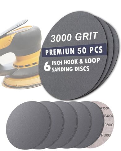 70Pcs 6 Inch Wet Dry Sanding Paper Discs Hook and Loop, 5000 3000 2000 1000 800 600 400 Fine Grit Sandpaper for DA Random Orbital Sander, Sandpaper Assortment for Automotive Wood Metal Glass Polishing in Kuwait
