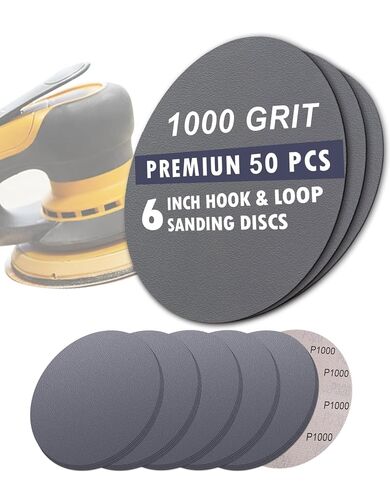70Pcs 6 Inch Wet Dry Sanding Paper Discs Hook and Loop, 5000 3000 2000 1000 800 600 400 Fine Grit Sandpaper for DA Random Orbital Sander, Sandpaper Assortment for Automotive Wood Metal Glass Polishing in Kuwait