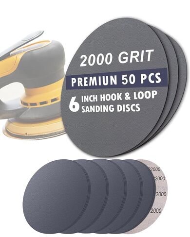 70Pcs 6 Inch Wet Dry Sanding Paper Discs Hook and Loop, 5000 3000 2000 1000 800 600 400 Fine Grit Sandpaper for DA Random Orbital Sander, Sandpaper Assortment for Automotive Wood Metal Glass Polishing in Kuwait