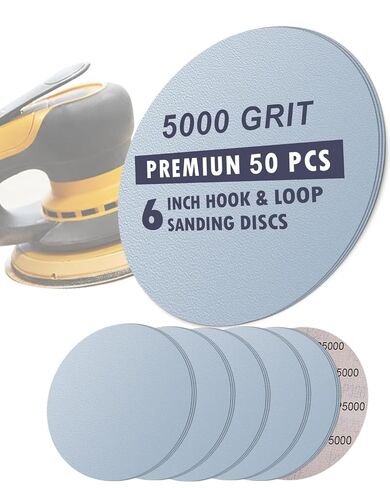 70Pcs 6 Inch Wet Dry Sanding Paper Discs Hook and Loop, 5000 3000 2000 1000 800 600 400 Fine Grit Sandpaper for DA Random Orbital Sander, Sandpaper Assortment for Automotive Wood Metal Glass Polishing in Kuwait