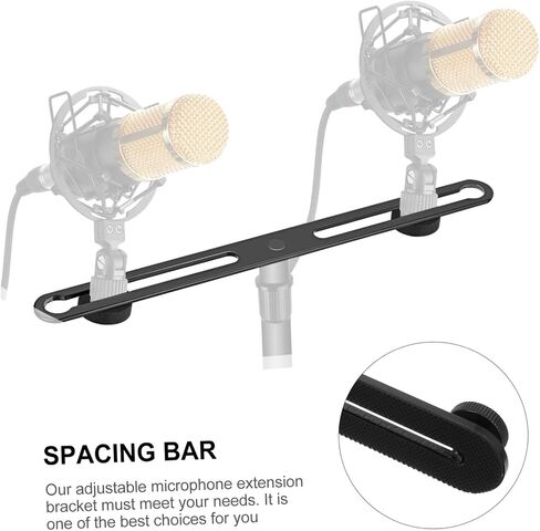 BESPORTBLE Dual Mount Extension Bar with Adjustable Microphone and Camera Flash Bracket, 2pcs Spacing Bar for Professional Video and Audio Recording Setup in Kuwait