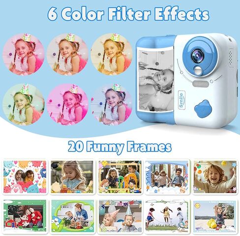 Instant Print Camera for Kids, Christmas Birthday Gifts for Girls Boys 4 5 6 7 8 9 10 11 12 Years Old, 1080P HD Digital Camera with Color Pens/3 Rolls Print Paper/32G Card in Kuwait