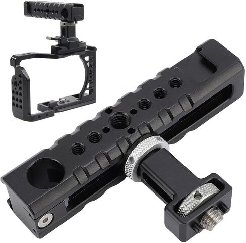 GOWENIC Camera Cage Top Handle, Aluminum Alloy Video Rig Top Handle with 1/4in 3/8in Screw Holes, Movable Slide Rail Design for DSLR Mirrorless Camera Accessories in Kuwait