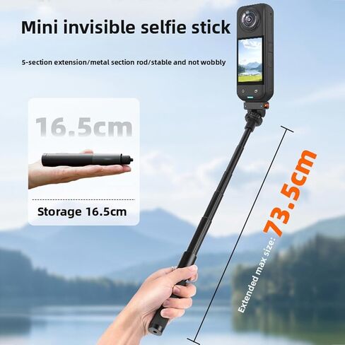Selfie Stick Action Camera Extension Pole Action Camera Monopod 5 Section Extendable Aluminum Alloy Non Slip Grip 1/4 Inch Screw for 360 Panoramic Cameras in Saudi Arabia