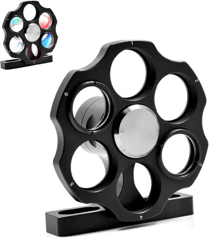 Filter Wheel,with SM1 Thread,Aluminum Alloy 1 Inch Filter Wheel Mount Holder, Manual Rotatable 6 Hole Turret,for 25mm Optics (Dual Wheels) in Kuwait