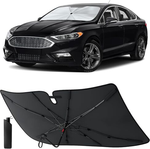 Econour Windshields Sun Shade for Car | Medium Foldable Car Sunshade & Window Tint | UV & Heat Protection Front Window Sun Shield, Keeps Interior Cool, Fits Sedans SUVs & Trucks (57" x 33") in Kuwait