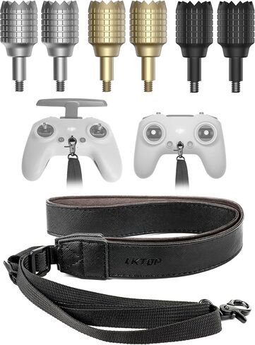 Lanyard Neck Strap+Joysticks for DJI Avata/Avata 2/FPV Drone, O3 Air Unit, 50-63'' Adjustable PU Leather Lanyard Stick Replacement Thumb Rocker for DJI FPV Remote Controller 3/2 Accessories in Kuwait
