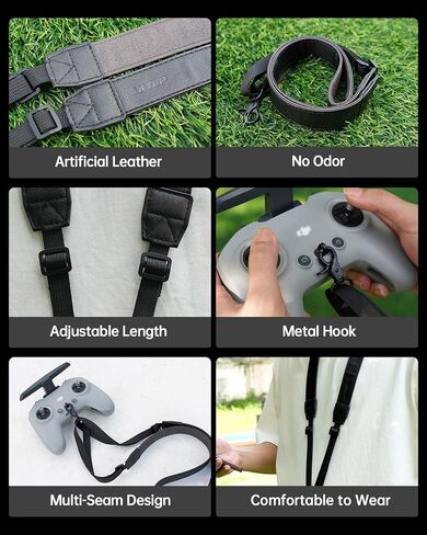 Lanyard Neck Strap+Joysticks for DJI Avata/Avata 2/FPV Drone, O3 Air Unit, 50-63'' Adjustable PU Leather Lanyard Stick Replacement Thumb Rocker for DJI FPV Remote Controller 3/2 Accessories in Kuwait