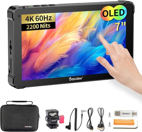 Desview OL7 Camera Field Monitor 7 inch OLED Touch Screen Camera Monitor with 3D LUT HDR Waveform Video Peaking Focus Assist 4K HDMI Input Output for DSLR in Kuwait