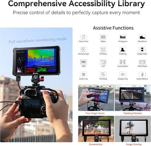 Desview OL7 Camera Field Monitor 7 inch OLED Touch Screen Camera Monitor with 3D LUT HDR Waveform Video Peaking Focus Assist 4K HDMI Input Output for DSLR in Kuwait