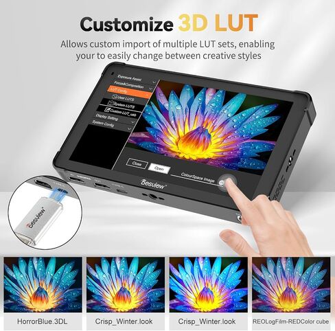 Desview OL7 Camera Field Monitor 7 inch OLED Touch Screen Camera Monitor with 3D LUT HDR Waveform Video Peaking Focus Assist 4K HDMI Input Output for DSLR in Kuwait