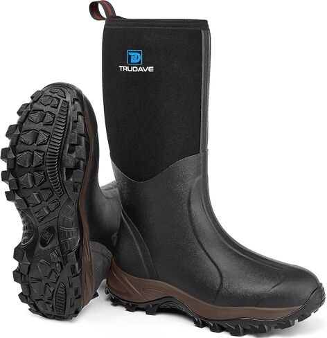 Trudave Rubber Boots for Men & Women with Steel Shank, Mens Rain Boots Waterproof Insulated, Reliable 6mm Neoprene Warm Anti-slip High Traction Multi-season Dry Mud Boot for Outdoor, Work, Hunting in Saudi Arabia