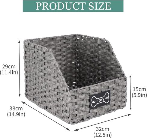 Dog Toy Storage Basket,Rattan Weave Organizer Bin for Dogs Cats,Collapsible Puppy Toys Box with Wire Frame, Easy-Access(Grey) in Kuwait