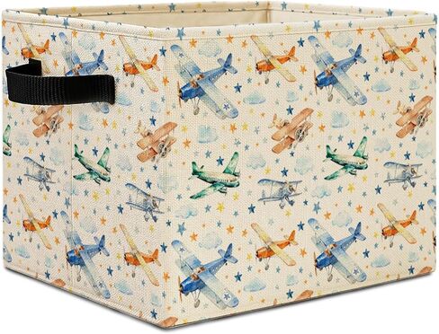 Kids Airplane Nursery Storage Bins,Hot Air Balloon Airplane Collapsible Storage Basket Organizer for Toddler Kids Bedroom Playroom Bathroom Clothes Toys Books, Toybox for Boys Girls in Kuwait