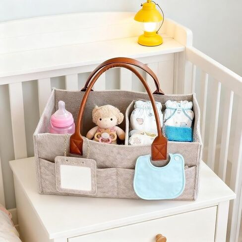 DZS Diaper Caddy Organizer, Large Collapsible Storage Caddy, Portable Household Utility Tote Basket for Countertop & Closet Supply Storage in Kuwait