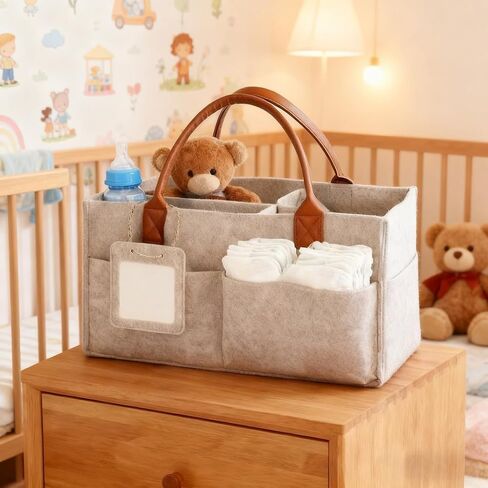 DZS Diaper Caddy Organizer, Large Collapsible Storage Caddy, Portable Household Utility Tote Basket for Countertop & Closet Supply Storage in Kuwait