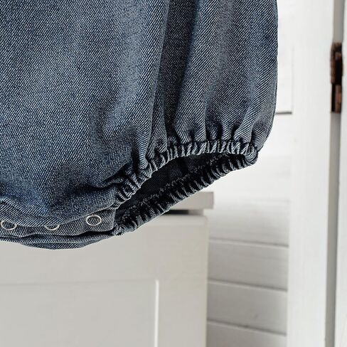 HOOLCHEAN Baby Girl Denim Lace Romper Infant Sleeveless Summer Bubble Romper with Ruffle Collar in Kuwait