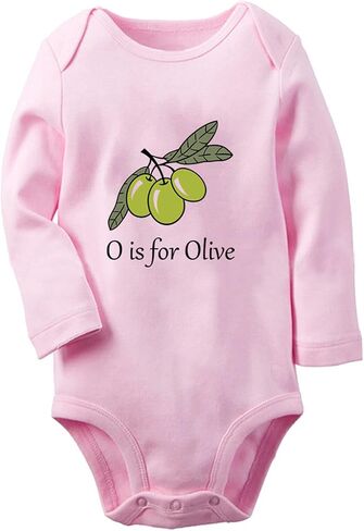iDzn Babies O is for Olive Funny Romper Newborn Baby Bodysuit Infant Cute Jumpsuit Toddler Kids Long One-Piece Outfits in Kuwait