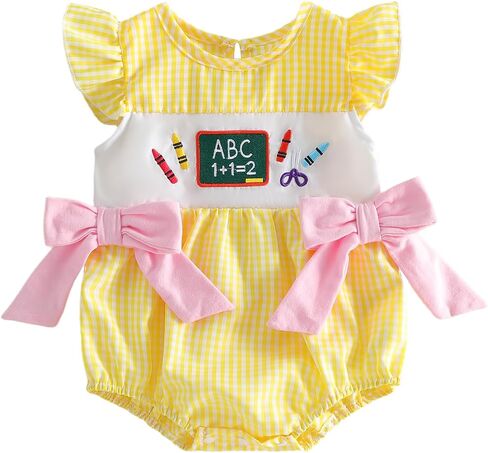 Baby Girl Halloween Outfit Romper Pumpkin Smocked Bubble Romper | Halloween Baby Girl Outfit Sleeveless Pumpkin Romper Fly Sleeve Plaid Bodysuit Smocked Baby Clothes in Kuwait