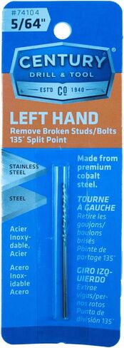 Century Drill & Tool 74104 Left Hand Drill Bit, 5/64" | Straight shank, 1" flute length, 2" overall length, 135° point, cuts hard metals, steel & metal in Kuwait