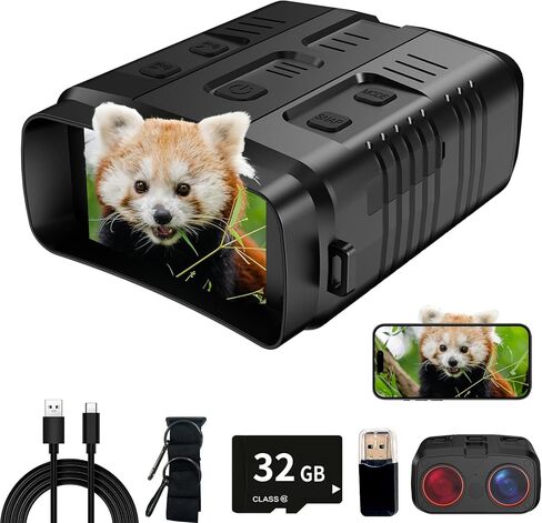 4K Day/Night Vision Goggles | Night Vision Binoculars with Camera - Up to 2642 FT Viewing Range, 3" HD LCD Screen, 4000mAh Rechargeable Battery, Includes 32GB Card, Video & Audio Recording for Camping in Kuwait