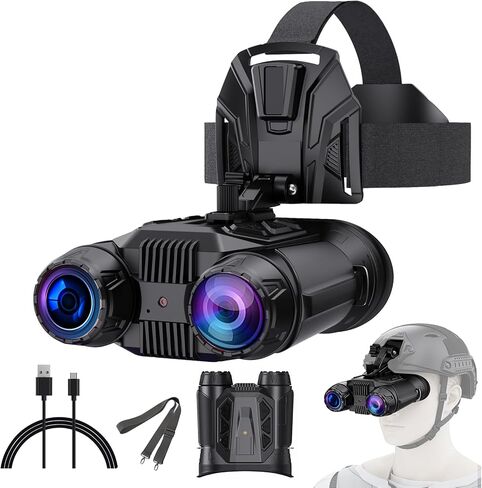 5K 96MP Night Vision Goggles | 4'' LCD Screen Night Vision Binoculars & 10X Zoom with Infrared, 4000mAh Rechargeable Battery, 64GB TF Card, Video and Sound Recording for Camping, Black in Saudi Arabia