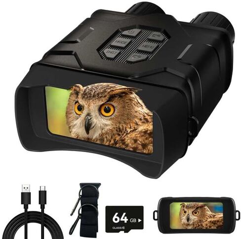 5K 96MP Night Vision Goggles | 4'' LCD Screen Night Vision Binoculars & 10X Zoom with Infrared, 4000mAh Rechargeable Battery, 64GB TF Card, Video and Sound Recording for Camping, Black in Saudi Arabia
