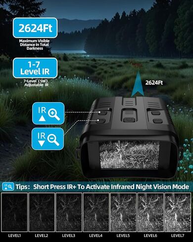 5K 96MP Night Vision Goggles | 4'' LCD Screen Night Vision Binoculars & 10X Zoom with Infrared, 4000mAh Rechargeable Battery, 64GB TF Card, Video and Sound Recording for Camping, Black in Saudi Arabia