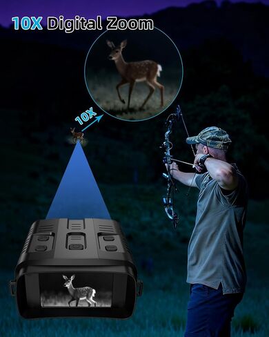 5K 96MP Night Vision Goggles | 4'' LCD Screen Night Vision Binoculars & 10X Zoom with Infrared, 4000mAh Rechargeable Battery, 64GB TF Card, Video and Sound Recording for Camping, Black in Saudi Arabia