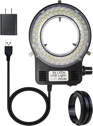 Light Microscope LED Ring Illuminator, Adjustable USB 64 LEDs Ring Light for Industry Monocular Binocular Trinocular Lab Stereo Microscope & Camera in Kuwait