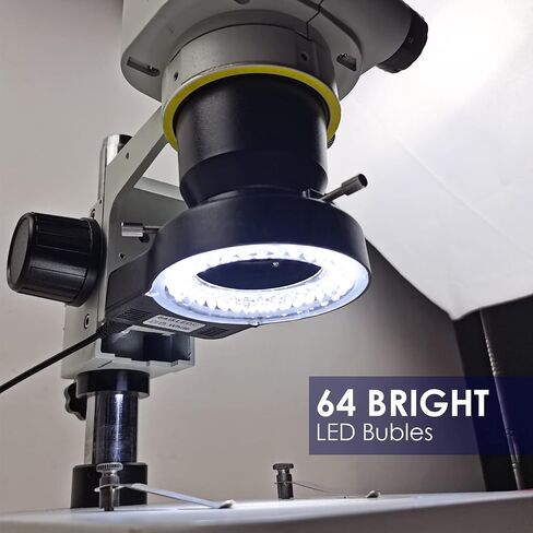 Light Microscope LED Ring Illuminator, Adjustable USB 64 LEDs Ring Light for Industry Monocular Binocular Trinocular Lab Stereo Microscope & Camera in Kuwait