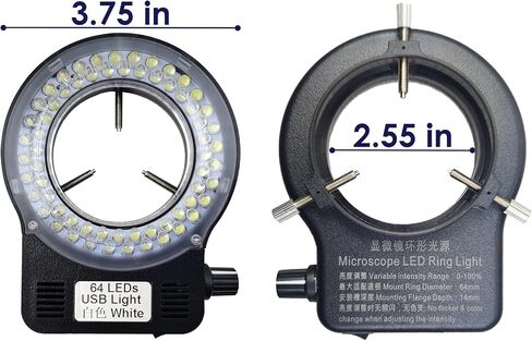 Light Microscope LED Ring Illuminator, Adjustable USB 64 LEDs Ring Light for Industry Monocular Binocular Trinocular Lab Stereo Microscope & Camera in Kuwait