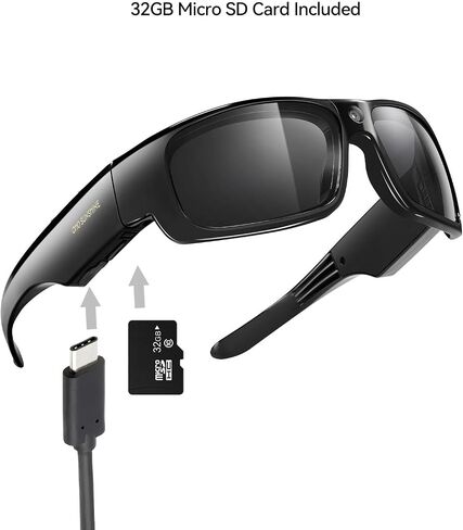 OhO sunshine Camera Glasses,16M Resolution H.265 1080P Smart Glasses with UV400 Sunglasses Lens for Outdoor Sport,Unisex in Kuwait