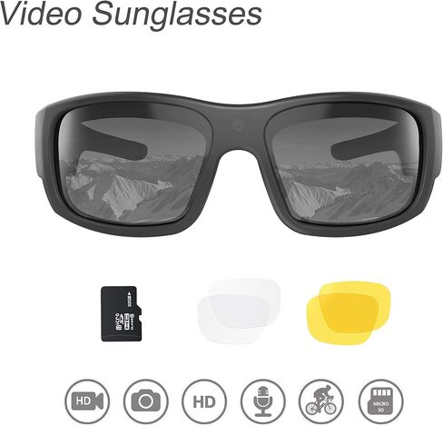 OhO sunshine Camera Glasses,16M Resolution H.265 1080P Smart Glasses with UV400 Sunglasses Lens for Outdoor Sport,Unisex in Kuwait