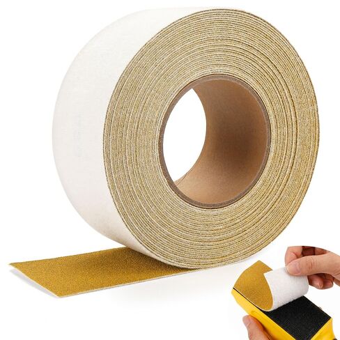 HFKPJRT 80 Grit Sandpaper Roll - Hook and Loop Backing Emery Cloth for Hand Sanders, Sanding Blocks for Wood, Automotive, Metal - Longboard Sanding Paper 14 Yards 2-3/4" Wide in Kuwait