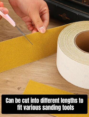 HFKPJRT 80 Grit Sandpaper Roll - Hook and Loop Backing Emery Cloth for Hand Sanders, Sanding Blocks for Wood, Automotive, Metal - Longboard Sanding Paper 14 Yards 2-3/4" Wide in Kuwait