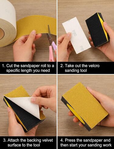 HFKPJRT 80 Grit Sandpaper Roll - Hook and Loop Backing Emery Cloth for Hand Sanders, Sanding Blocks for Wood, Automotive, Metal - Longboard Sanding Paper 14 Yards 2-3/4" Wide in Kuwait
