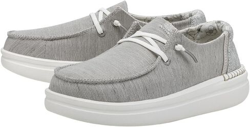 HEYDUDE Women's Wendy Rise Slip On Shoe, Lunar Rock Size 9 | Lightweight Platform Loafer with Elastic Laces and Foam Insole in Kuwait