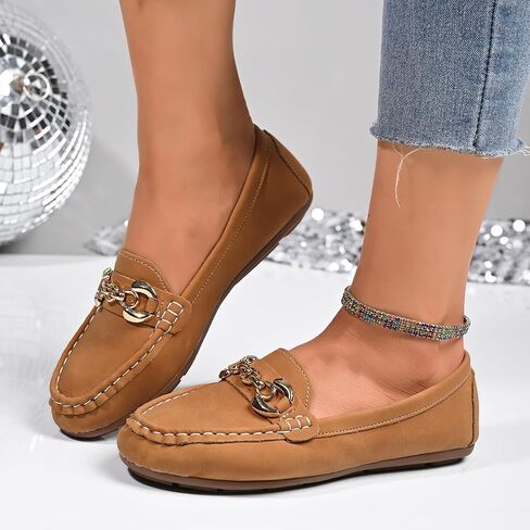 Women's Comfortable Lightweight Leather Loafers Slip-Ons Driving Mocs Walking Shoes Cute Business Casual Dress Shoes Work Flats for Women in Kuwait
