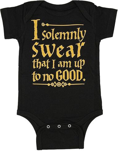 Curiositees Baby I Solemnly Swear That I Am Up To No Good One Piece Bodysuit - Black in Kuwait