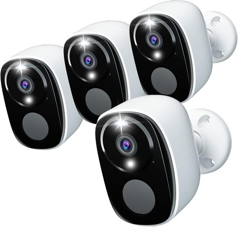 4Pack Security Cameras Wireless Outdoor 2.4G&5G WIFI, 2K Battery Powered | Cameras for Home Security,Spotlight & Siren Alarm, 2-Way Audio, Color Night Vision, AI Detection,Works w/Alexa,Waterproof in Kuwait